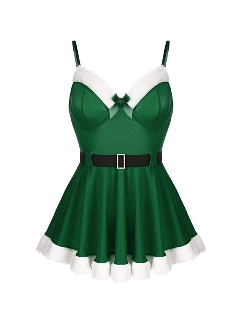 🥵🥵HOT Christmas Queen Lingerie Sexy Santa Set Babydoll Chemise Sleepwear NWT
